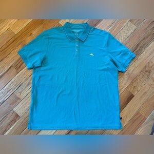 Tommy Bahama Polo Mens Size XXL Shirt Short Sleeve Golf Island Zone Buttons Teal